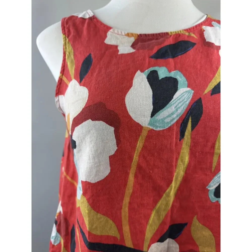 2 - 100% Linen Dresses Sigrid Olsen Nicole Miller Floral Tropical Vacation Large - Picture 4 of 16